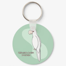 Whiteface Lutino Cockatiel Keychain