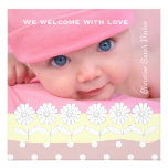 Whiteflowers, your baby's photo birth announcement invitations