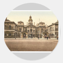 Whitehall, horse guards, London, England rare Phot Round Stickers