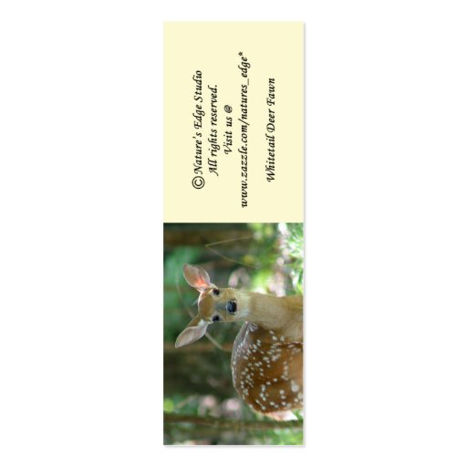 Whitetail Deer Fawn Mini Bookmark / Business Card Templates (back side)