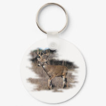 Whitetail deer in the field keychains