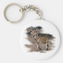 Whitetail deer in the field keychains