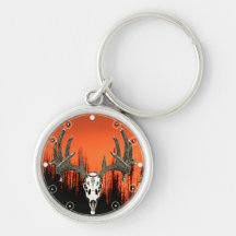 Whitetail deer skull keychain
