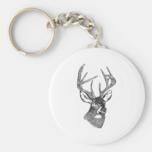 Whitetail Deer Trophy Buck Line Art Keychains
