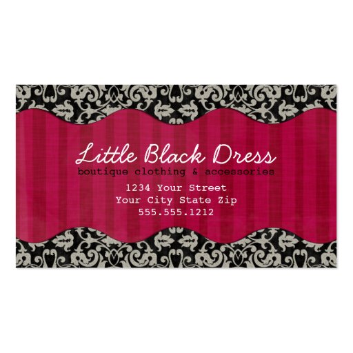 Whitney Black and Red Damask Chic Business Card (back side)
