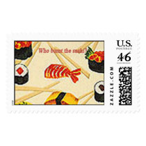Who Burnt the sushi? postage