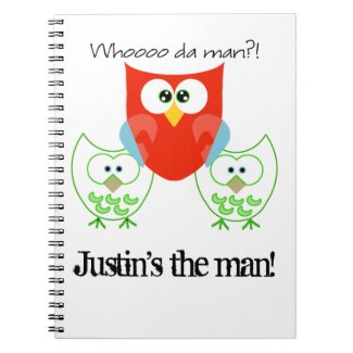 Who da Man? 3 Retro Colored Owls Spiral Note Books