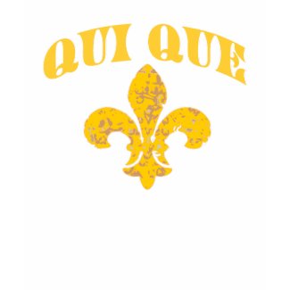 Who Dat in French with Gold Fleur De Lis shirt