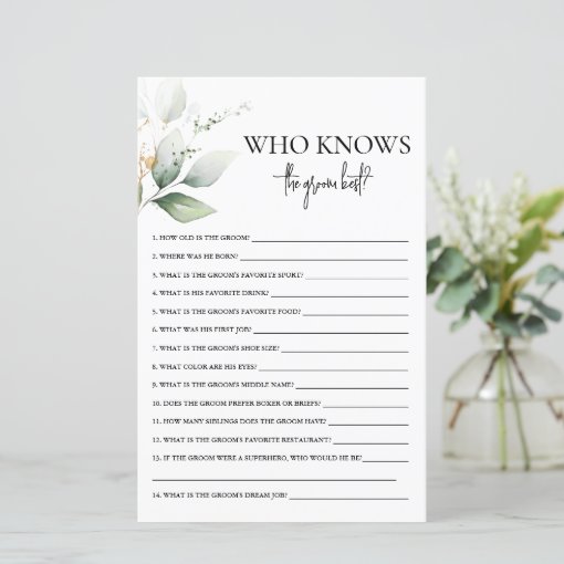 Who Knows The Groom Best Bridal Shower Game Zazzle