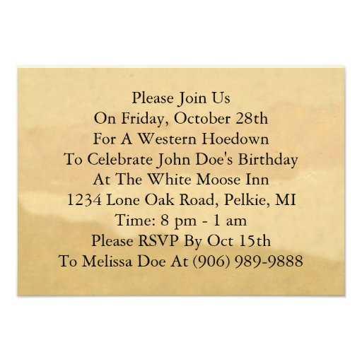 Whoa! Western themed buckskin Party Invitations