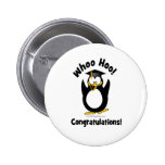 whoo hoo congratulations graduation penguin button