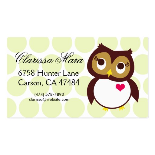 Whoo Loves You Business Card (front side)