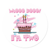 Whooo Hooo I'm Two Pink Sticker