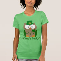 Whooo's Lucky St. Patrick's Day Owl Tshirts