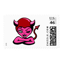 wht_Girly_Devil_Cartoon postage