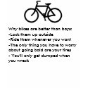 Why bikes are better than boys t-shirts