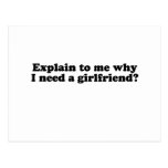 WHY DO I NEED A GIRLFRIEND? POST CARD