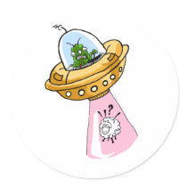 Why Me? UFO Sheep Abduction Sticker