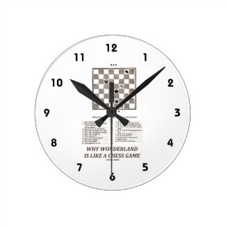 Why Wonderland Is Like A Chess Game (Preface) Round Wallclocks