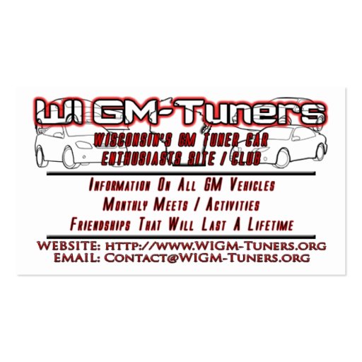 WI GM-Tuners Business Cards (front side)