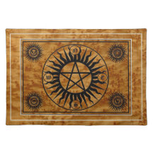 Wicca Witch Witchcraft Pentangle Sacred Altar Mat Place Mats