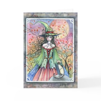 Wiccan Siamese Halloween Witch Card card