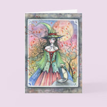 Wiccan Siamese Halloween Witch Card