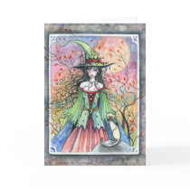 Wiccan Siamese Halloween Witch Card
