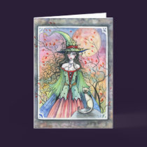 Wiccan Siamese Halloween Witch Card cards