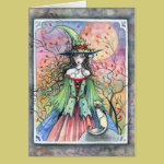 Wiccan Siamese Halloween Witch Card