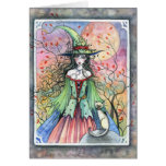 Wiccan Siamese Halloween Witch Card