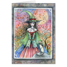 Wiccan Siamese Halloween Witch Card