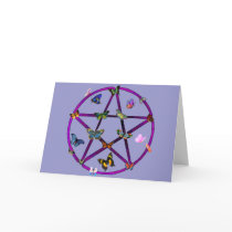 Wiccan Star and Butterflies Greeting Cards