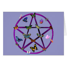 Wiccan Star and Butterflies Greeting Cards