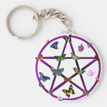 Wiccan Star and Butterflies Key Chain