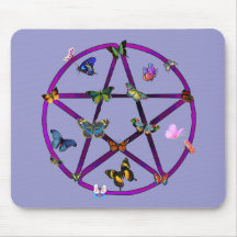 Wiccan Star and Butterflies Mouse Mats