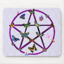 Wiccan Star and Butterflies Mouse Pad