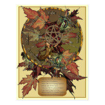 Wiccan Wheel With Pentacle Postcard