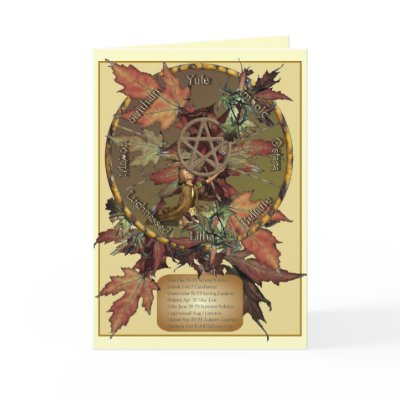 Wiccan Wheel with Pentagram Greeting Cards by WitchysCauldron