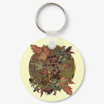 Wiccan Wheel with Pentagram keychains by WitchysCauldron Wiccan Wheel with Pentagram keychains