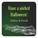 Wicked green smoke gothic happy halloween favor sticker
