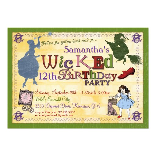 Wicked Party Invitation - Wizard of Oz