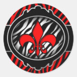 wicked red zebra fleur de lis symbol stickers