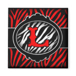 wicked red zebra initial letter L magnets