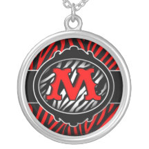 wicked red zebra initial letter M Necklace