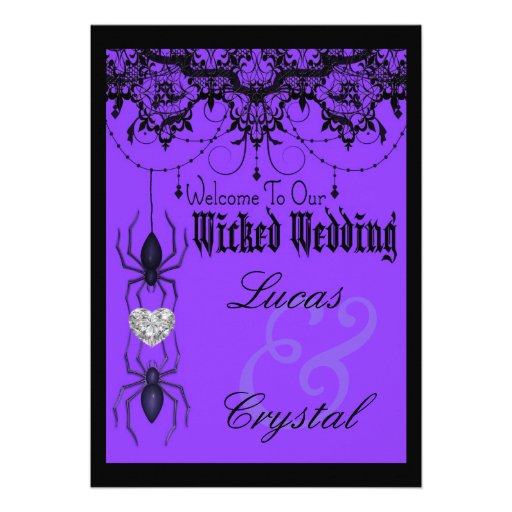 Wicked Victorian Spider Purple Halloween Wedding Invitation
