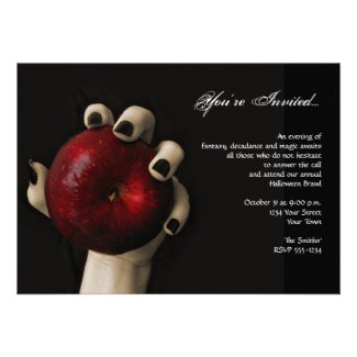 Wicked Witch Red Apple Halloween Party Invitations