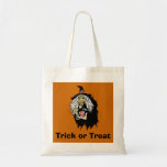 Wicked Witch with Apple Trick or Treat Tote Bag