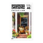 Wicker Chair With Striped Pillow Postage
