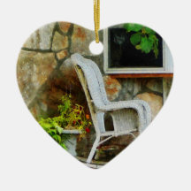 Wicker Rocking Chair on Porch Christmas Ornaments
